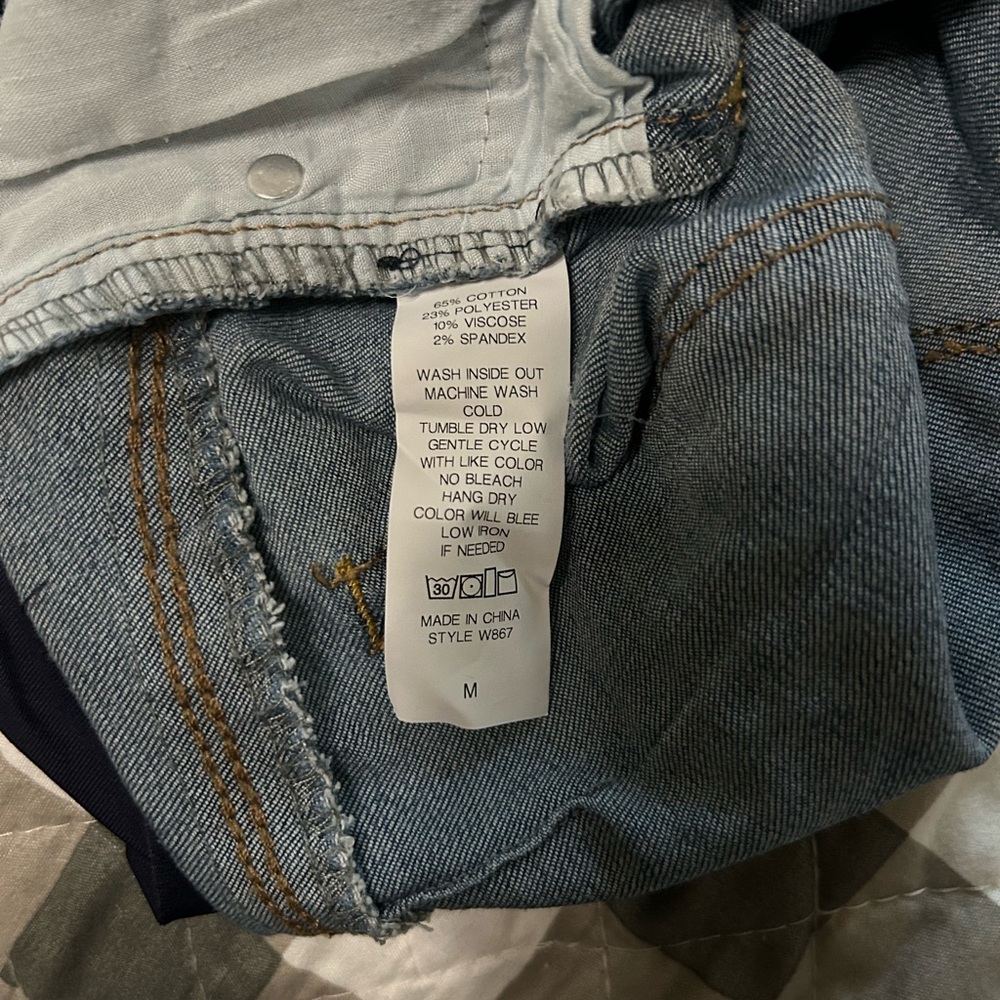 Maternity Pink blush Blue Denim Maternity Shorts - Picture 6 of 6